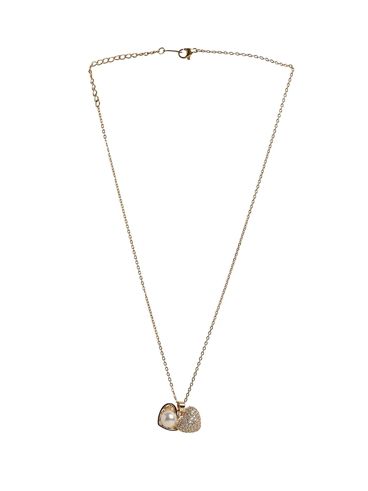 Heart-Shaped Pendant with Chain – Gold Finish and Stone Detailing