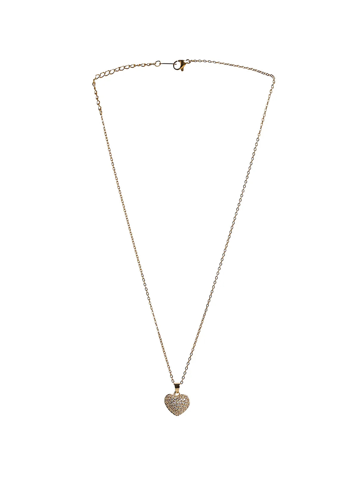Heart-Shaped Pendant with Chain – Gold Finish and Stone Detailing