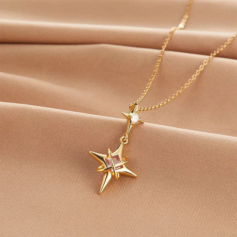 Four-pointed star Pendant Necklace