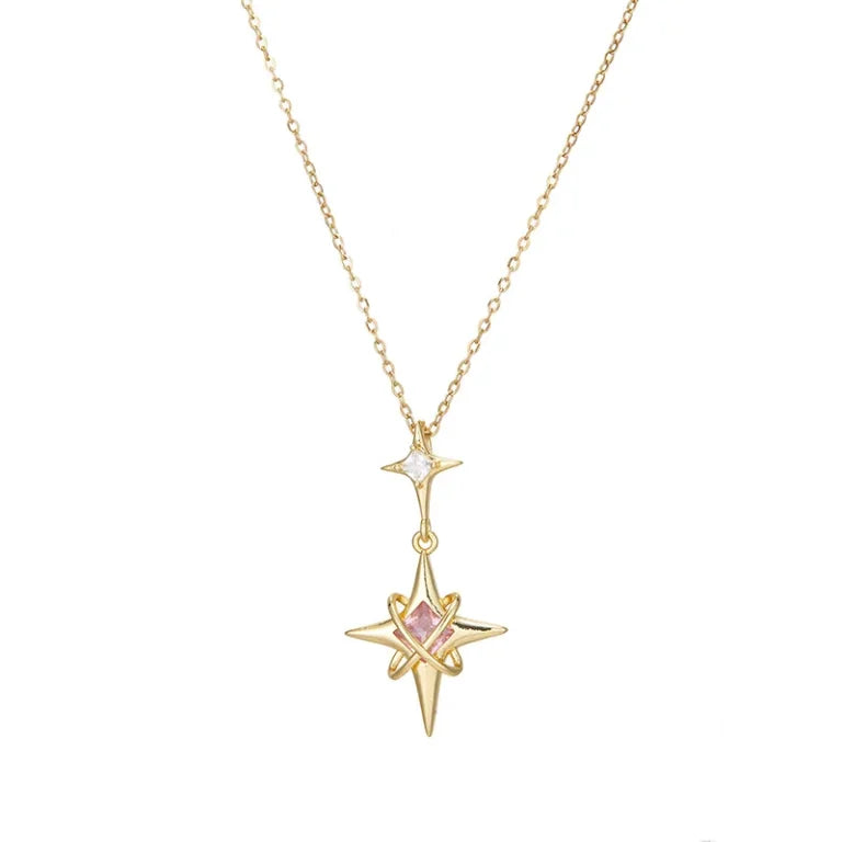 Four-pointed star Pendant Necklace