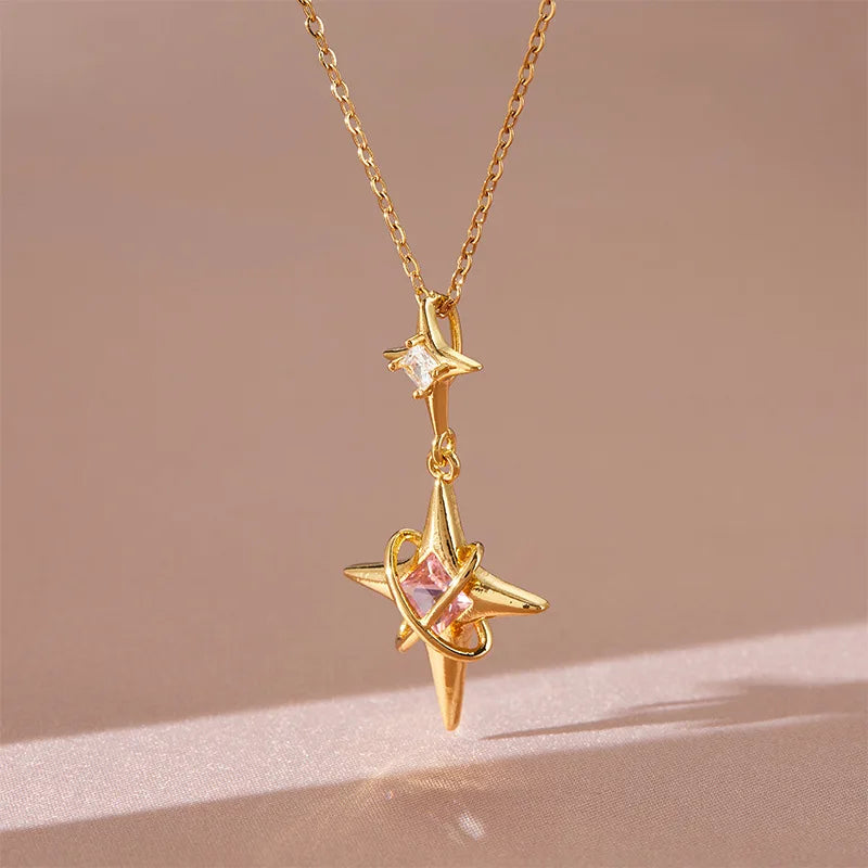 Four-pointed star Pendant Necklace