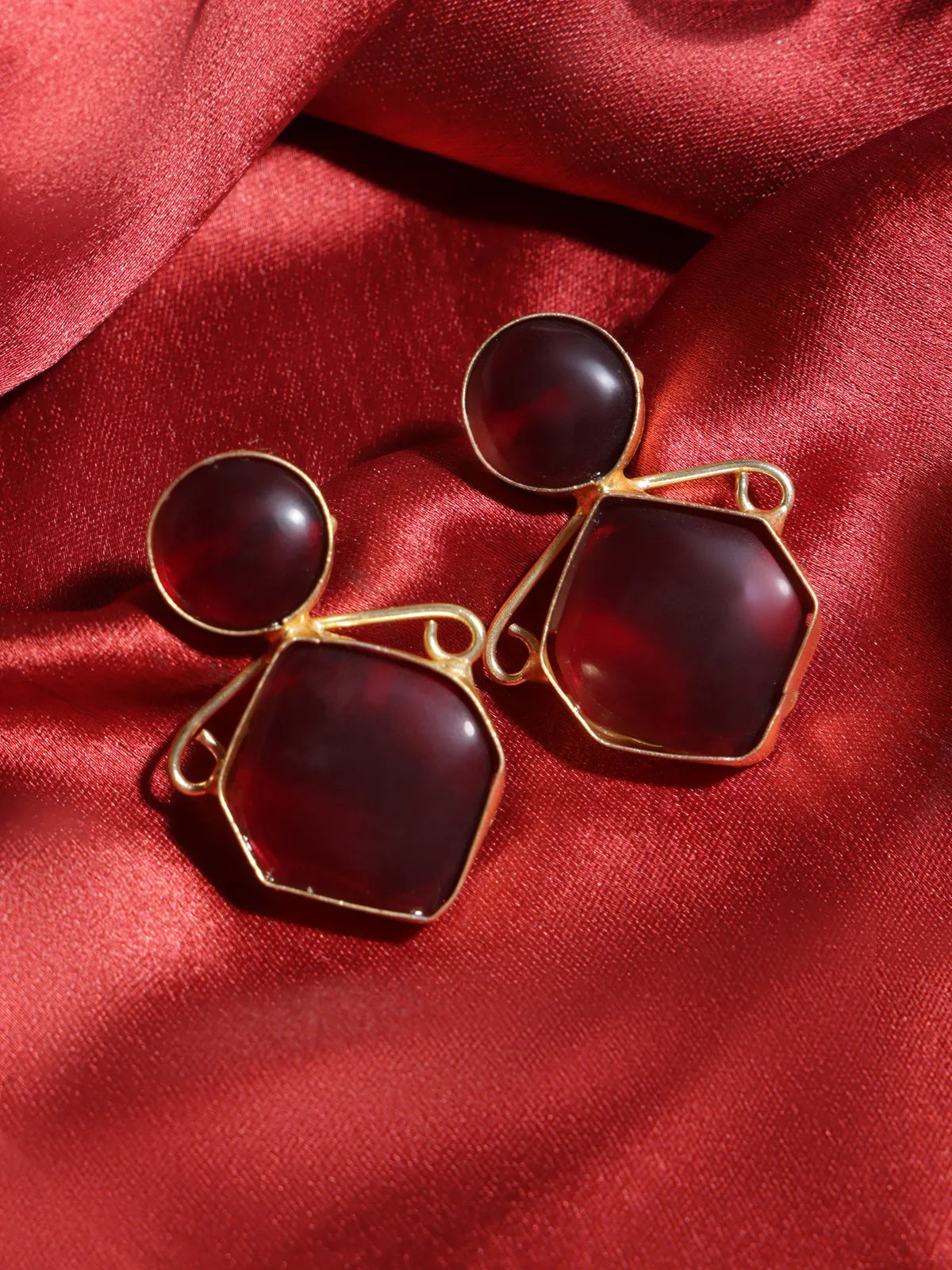 Geometric Stud Earrings with Gold Outline | Bold Daily Wear