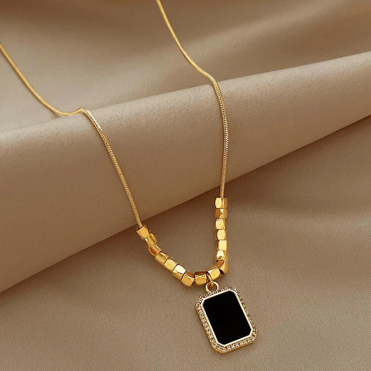 Clavicle Gemstone Bar Necklace (18K Gold Plated Titanium Steel)