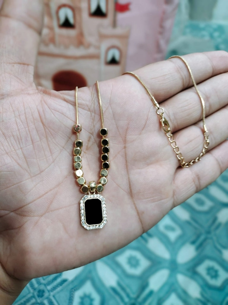 Clavicle Gemstone Bar Necklace (18K Gold Plated Titanium Steel)
