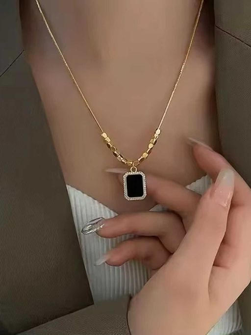 Clavicle Gemstone Bar Necklace (18K Gold Plated Titanium Steel)