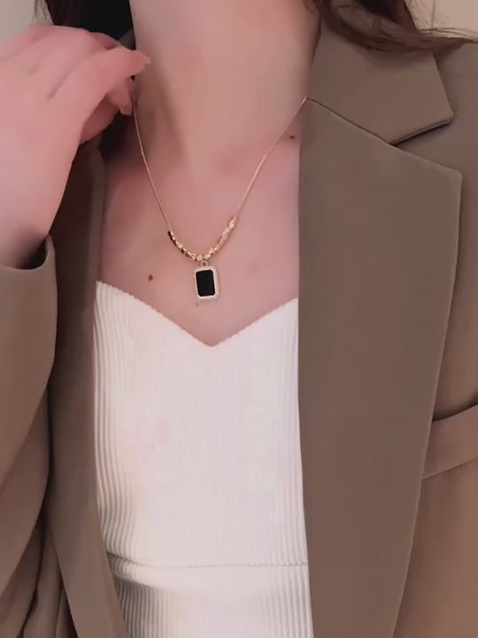 Clavicle Gemstone Bar Necklace (18K Gold Plated Titanium Steel)